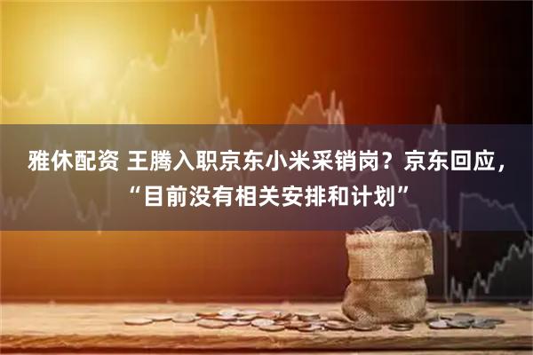 雅休配资 王腾入职京东小米采销岗？京东回应，“目前没有相关安排和计划”