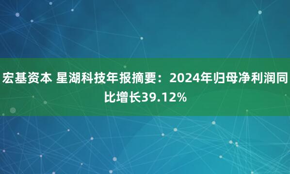 宏基资本 星湖科技年报摘要：2024年归母净利润同比增长39.12%
