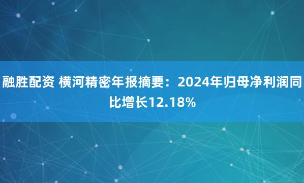 融胜配资 横河精密年报摘要：2024年归母净利润同比增长12.18%